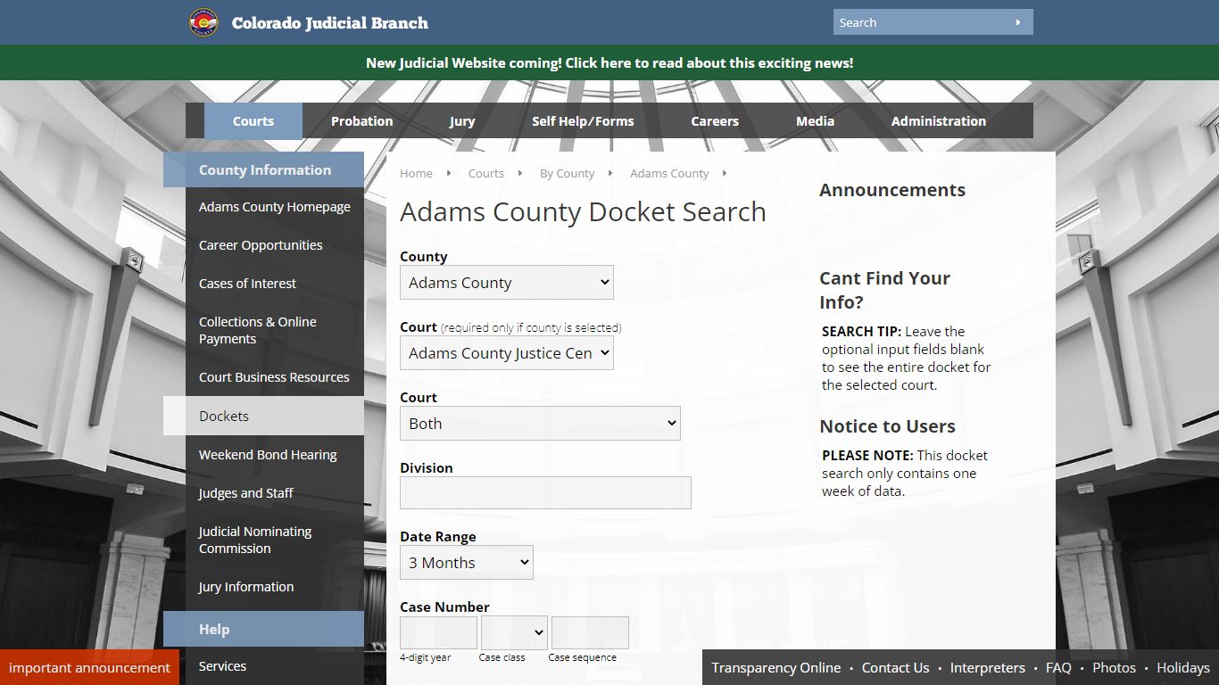 Colorado Judicial Branch - Adams County - Dockets